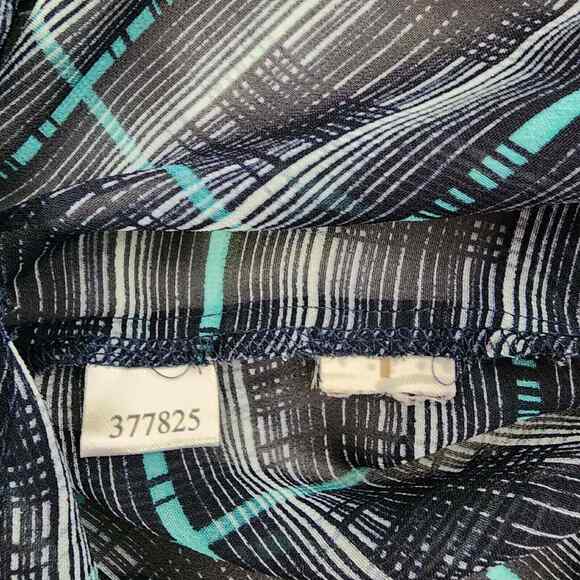 Ann Taylor LOFT Women Top Petite Medium Plaid Sheer Roll Tab Sleeve Popover Blue - Picture 10 of 10